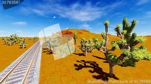 Image of Joshua trees and railroad