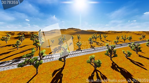 Image of Joshua trees and railroad