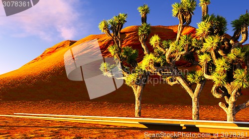 Image of Joshua trees and railroad