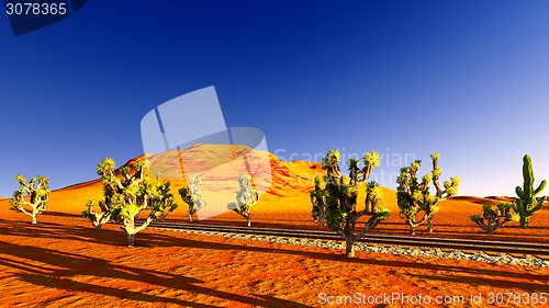 Image of Joshua trees and railroad