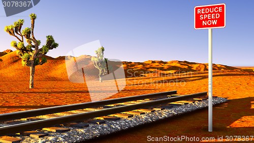 Image of Joshua trees and railroad