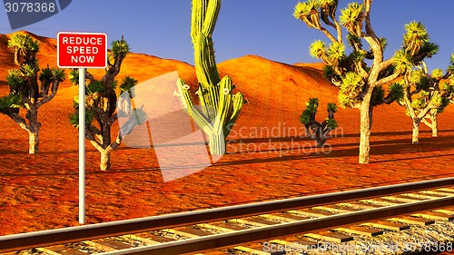 Image of Joshua trees and railroad