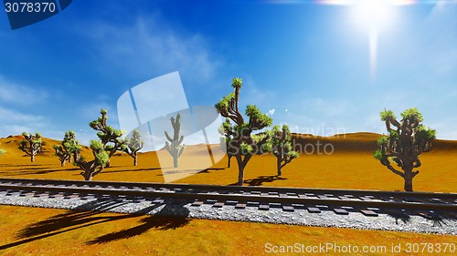 Image of Joshua trees and railroad