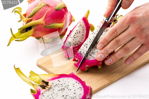 Image of Closup On A Second Cut Through A Halved Pitaya