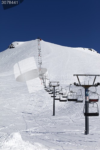 Image of Winter mountains and ski slope at nice day