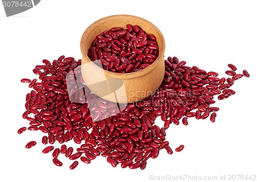 Image of Red haricot in wooden bowl