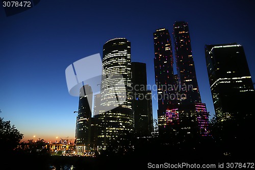 Image of Moscow-city (Moscow International Business Center) at night