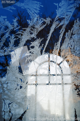 Image of Frost on the window of the chapel