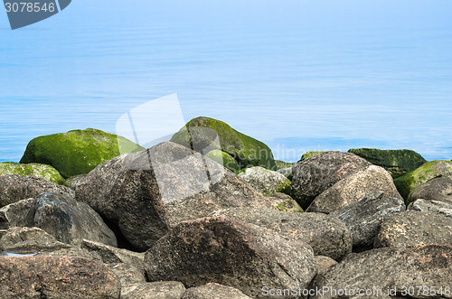 Image of Stony coast of Baltic sea early in the morning