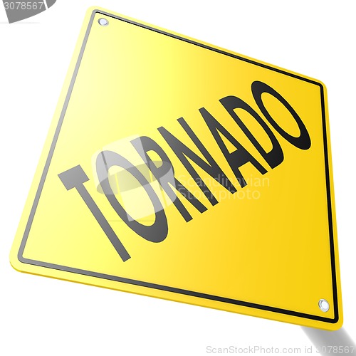 Image of Road sign with tornado