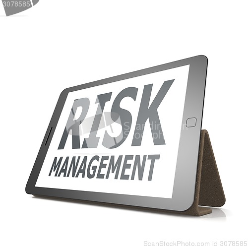 Image of Tablet with risk management word