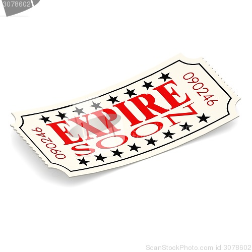 Image of Expire soon ticket on white background