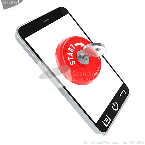 Image of Red start key on smartphone
