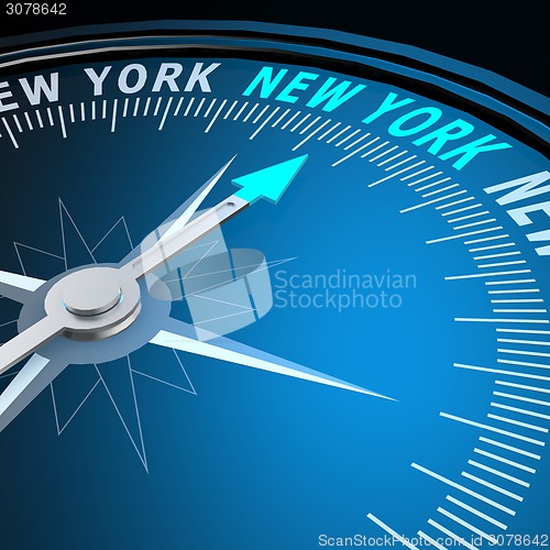 Image of New York word on compass