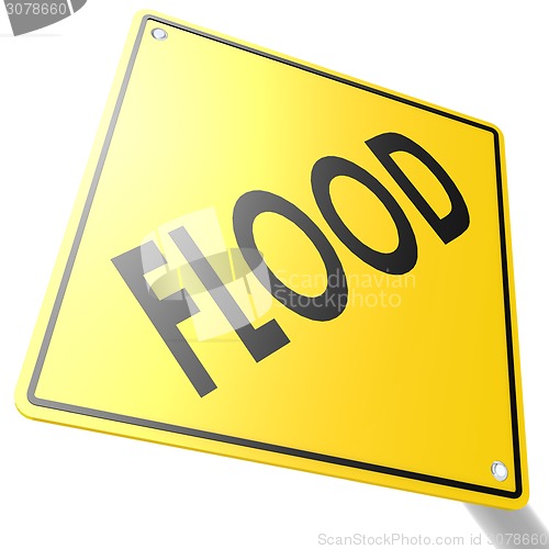 Image of Road sign with flood