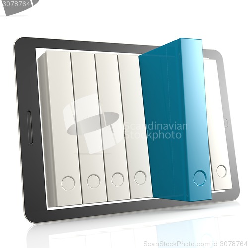 Image of Blue book and tablet