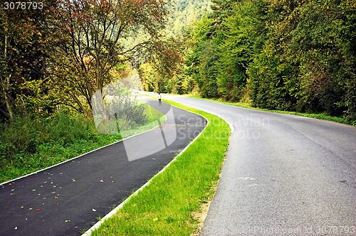 Image of Side walk for pedestrians and bikes