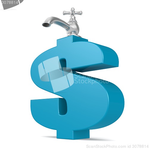 Image of Water tap with blue dollar sign