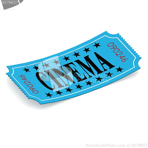 Image of Cinema blue ticket on white background