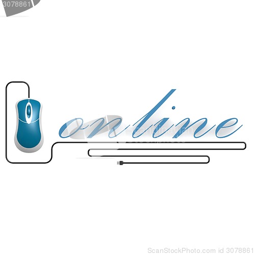 Image of Online word with computer mouse