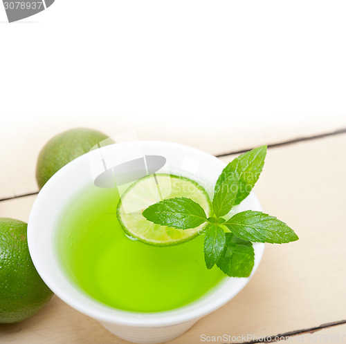 Image of mint infusion tea tisane with lime