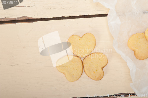 Image of heart shaped shortbread valentine cookies