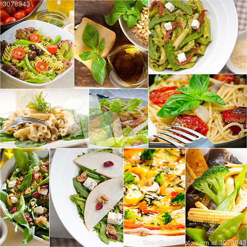 Image of healthy and tasty Italian food collage