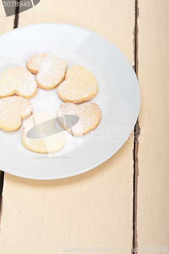 Image of heart shaped shortbread valentine cookies