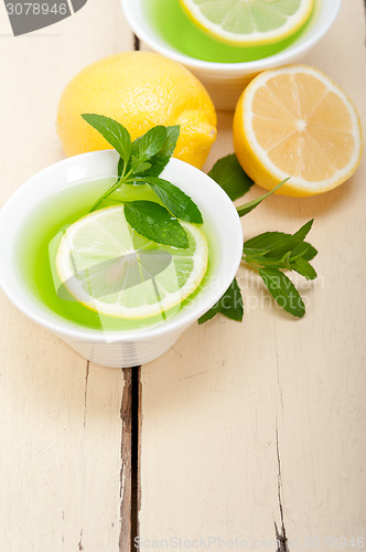 Image of mint infusion tea tisane with lemon