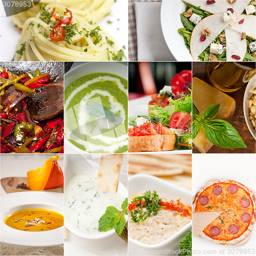 Image of healthy and tasty Italian food collage