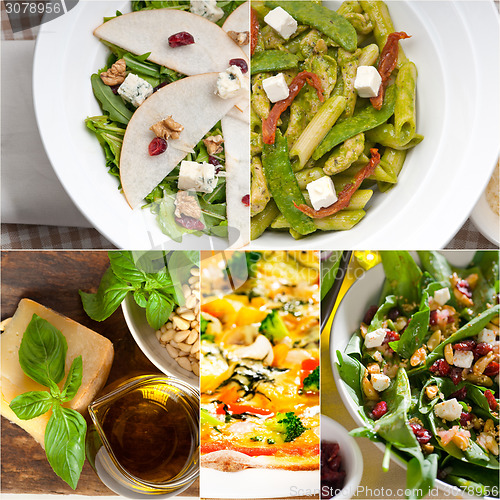 Image of healthy and tasty Italian food collage