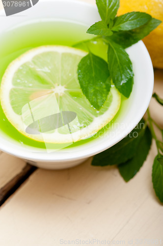 Image of mint infusion tea tisane with lemon