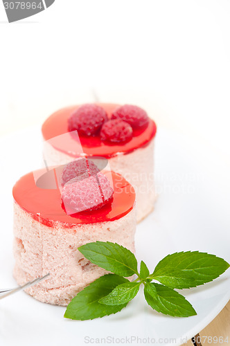 Image of fresh raspberry cake mousse dessert