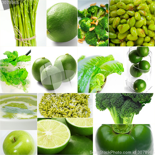 Image of green healthy food collage collection