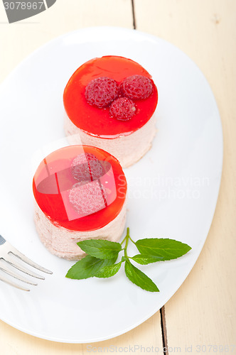 Image of fresh raspberry cake mousse dessert