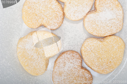 Image of heart shaped shortbread valentine cookies