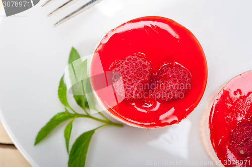 Image of fresh raspberry cake mousse dessert