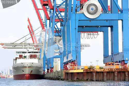 Image of Port of Hamburg on the river Elbe, the largest port in Germany