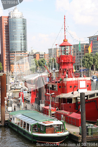 Image of Hamburg Germany, ship at Hamburg harbor