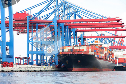 Image of Port of Hamburg on the river Elbe, the largest port in Germany