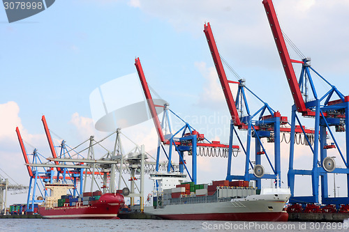 Image of Port of Hamburg on the river Elbe, the largest port in Germany