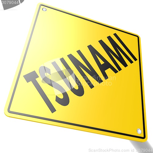 Image of Road sign with tsunami