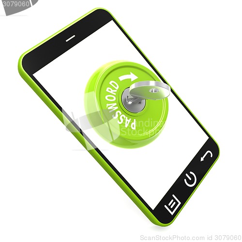 Image of Green password key on smartphone