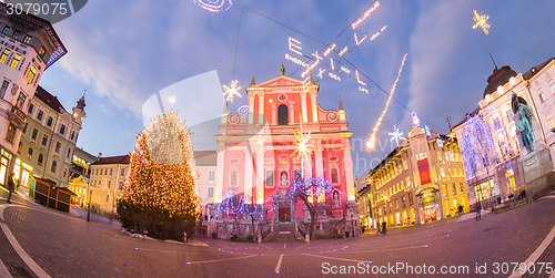 Image of Preseren's square, Ljubljana, Slovenia, Europe. 