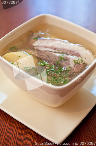 Image of soup with lamb meat
