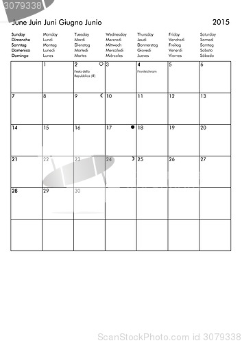 Image of 2015 Calendar - June