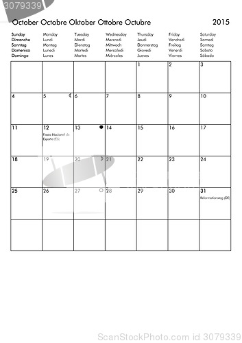 Image of 2015 Calendar - October