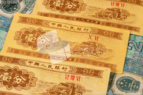 Image of Different Juan banknotes from China on the table