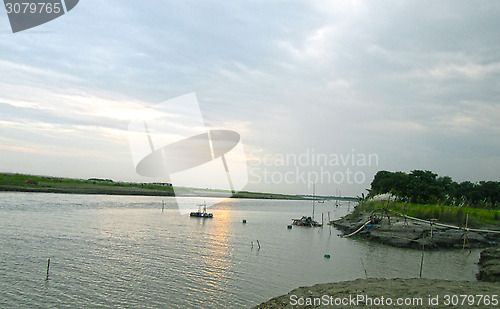 Image of Padma river with sunset or sun down