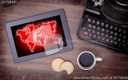 Image of World map on a tablet